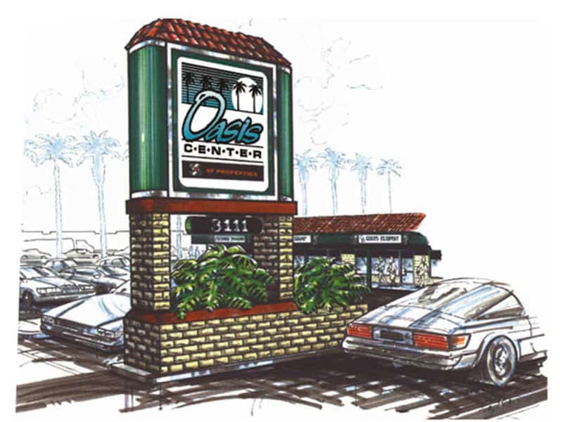 Rendering of a sign for the Oasis Center