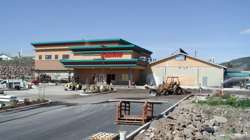 New casino construction site during development, with ongoing building work and machinery. Focus on modern architecture and commercial design by Lauren Anderson Design for innovative project visuals.